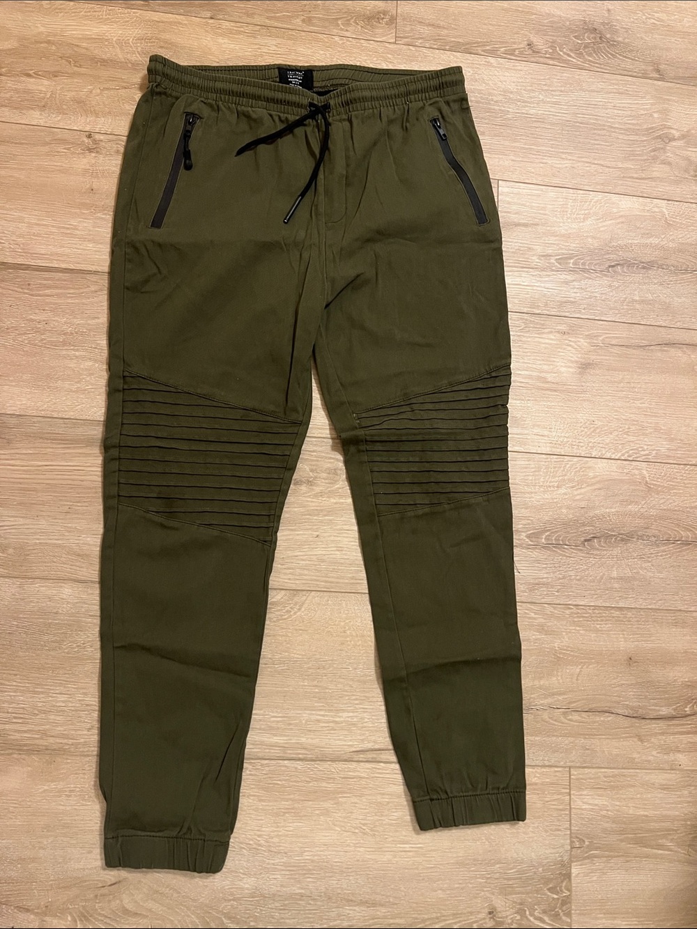Triumph Olive Green Ribbed-Knee Jogger Pants